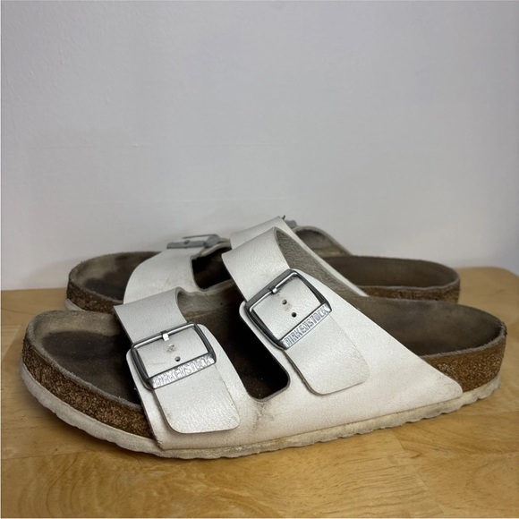 Birkenstock  Arizona Sandals Adjustable Straps With Buckle White Upper sz 42 - Picture 6 of 12